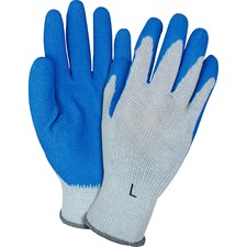 Gloves, Latex-coated, Knit, Large, 12 Pairs/DZ, Blue/Gray