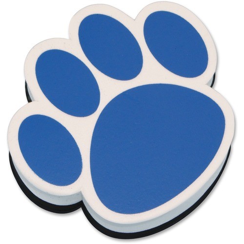 Whiteboard Eraser, Magnetic, Paw Design, 3-3/4", Blue/White