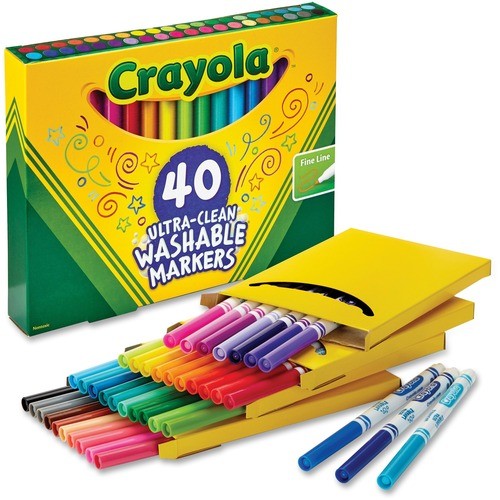 ULTRA-CLEAN WASHABLE MARKERS, FINE BULLET TIP, ASSORTED COLORS, 40/SET
