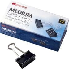Binder Clips, Medium, 1-1/4"Wide, 5/8" Cap, 12/PK, 12BX/PK, BK/SR