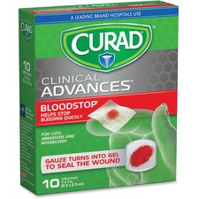 Blood Stop Bandage, Curad, 1"x1", 10/BX, White