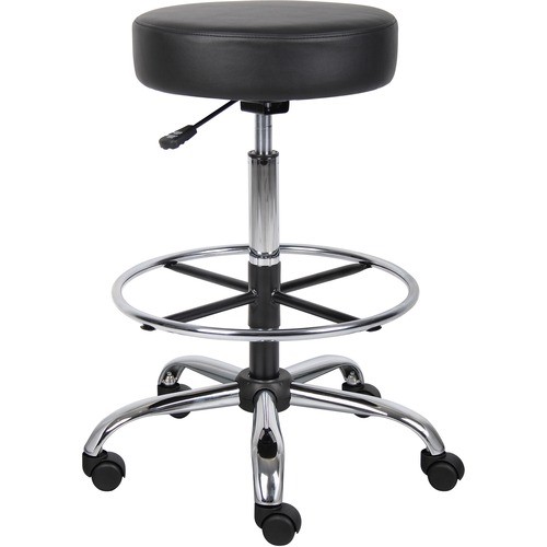 Stool, Medical/Drafting, w/Footring, 25"x25"x28"-34", Black