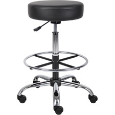 Stool, Medical/Drafting, w/Footring, 25"x25"x28"-34", Black