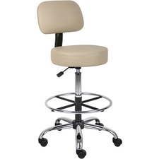 Stool, Medical/Drafting, Backrest, 25"Wx25"Dx41"H, Beige