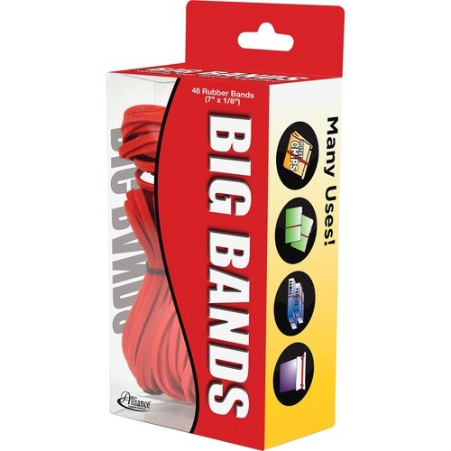 BIG BANDS RUBBER BANDS, SIZE 117B, 0.07" GAUGE, RED, 48/BOX