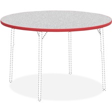 Tabletop, Round, Laminate, 48" Round, Gray/Red