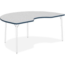 Tabletop, Kidney, Laminate, 48"x72", Gray/Navy