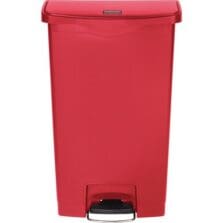 Slim Jim Step-On Container, 18 Gallon, 20.62" x 13" x 31.88", Red