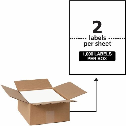 Waterproof Shipping Labels With Trueblock Technology, Laser Printers, 5.5 X 8.5, White, 2/sheet, 500 Sheets/box