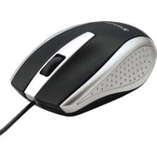 Mouse, Optical, Corded,PCs & Macs, Silver/Black