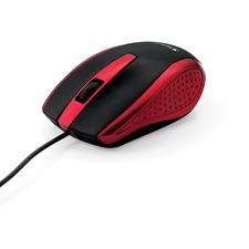 Mouse, Optical, Corded, f/PCs & Macs, Red/Black