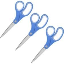 Scissors, Bent, 8", Rubber Handle, 3/BD, Blue