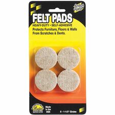 Felt Pads, Round, 3/16" Thick, 1-1/2"Dia, 8/PK, Beige