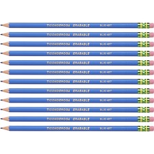 Colored Pencils, w/Eraser, Erasable, HB-Med, 72/CT, Blue