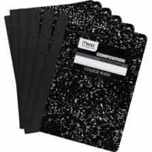 Composition Books, Sewn, 7-1/2"x9-3/4", 12/CT, BK Marble