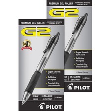 Retractable Pens, Ultra Fine, 24/BD, Clear Barrel/Black Ink
