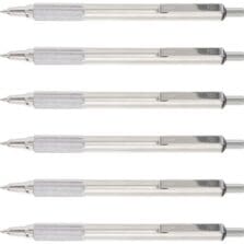 Ballpoint Pens, Retractable, Stainless Steel, .7mm, 6/BX, Black