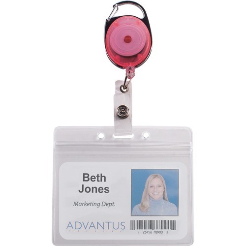 Carabiner-Style Retractable ID Card Reel, 30" Extension, Assorted Neon Colors, 20/Pack