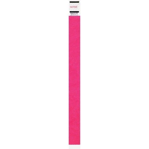 Crowd Management Wristbands, Sequentially Numbered, 9.75" x 0.75", Neon Pink, 500/Pack