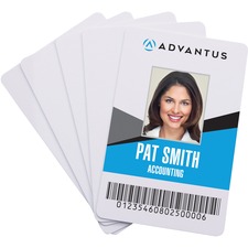 ID Cards, Laminated PVC, 2-/18"x3-3/8", 100/PK, White