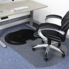 Chairmat, Sit-Stand,Low/Med-Pile Carpet, 62"x38", TranspntBK
