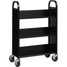 Book Cart, Single-sided, 3 Slant Shelves, 32"x14"x46", BK