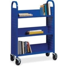 Book Cart, Single-sided, 3 Slant Shelves, 32"x14"x46", BE