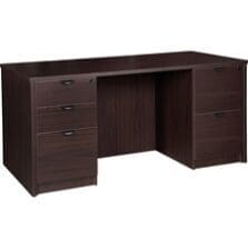 Double-pedestal Desk, F/F, B/B/F, 66"x30"x29", Espresso