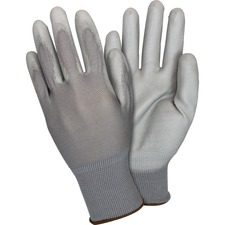 Gloves, PU-coated, Nylon Knit, Small, 12 Pairs/DZ, Gray