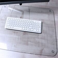 Desk Pad w/Silicone Feet, Tempered Glass, 24"Wx19"D, Clear