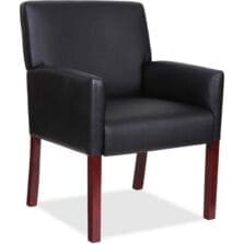 Guest Chair, w/Arms, 24"x25"x35-1/2", BK Leather/MY Frame