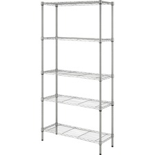 Wire Shelving, 5-shelf, Light-duty, 36"Wx14"Dx72"H, Silver