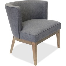 Chair, Accent, Gray Linen Fabric, 25-4/5"x28"x28-7/10", Walnut