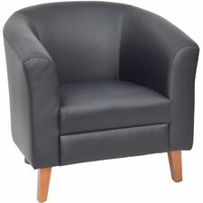 Chair, Barrel Shape, Leather, 31-1/2"x28-3/4"x30-3/4", Black