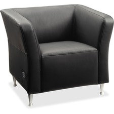 Lounge Chair, w/USB Ports, Leather, 32-1/2"x28-1/4"x29-1/2", BK