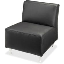 Lounge Chair, No Arms, Leather, 24-1/2"x29"x29-1/2", Black