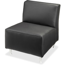 Lounge Chair, No Arms, Leather, 24-1/2"x29"x29-1/2", Black