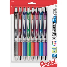 Gel Pen, Retractable, Metal Tip, .7mm, 8/PK, AST Barrel/Ink