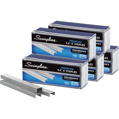 S.F. 4 PREMIUM STAPLES, 0.25" LEG, 0.5" CROWN, SILVER, 5,000/BOX, 5 BOXES/PACK