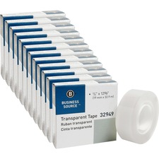 Transparent Tape, 1" Core, 3/4"x1296", 12 Rolls/PK, Clear