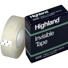 Invisible Tape, 1" Core, 3/4"x1296", 12 Rolls/PK, Clear