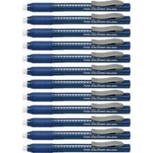 Clic Erasers, Retractable, Pocket Clip, 12/BX, Blue Barrel
