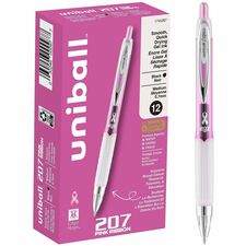 Gel Pens, Super Ink, 0.7mm, 12/BX, Pink Ribbon Barrel/BK Ink