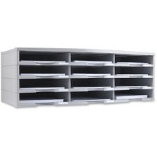 Organizer, 12 Compartments, Plastic, 14-1/8"x31-1/8"x10-1/2", GY