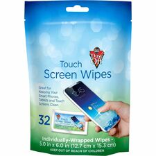 Touch Screen Wipes, Individual, 5"Wx6"L, 32/PK, White