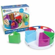 Create-a Space Storage Center, 9 Compartments 12" dia x 4"h, Assorted Colors, Plastic