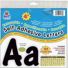 Self-Adhesive Letters, Repositionable, 4", 154/PK, Black