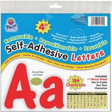 Self-Adhesive Letters, Repositionable, 4", 154/PK, Red