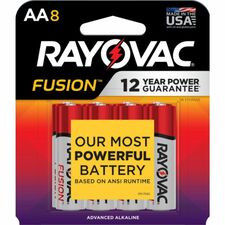 Batteries, AA, Alkaline, Fusion, 8/PK, Red/Silver