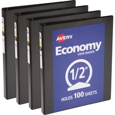 View Binder, 1/2" Round Rings, Economy, 11"x8-1/2", 4/BD, BK